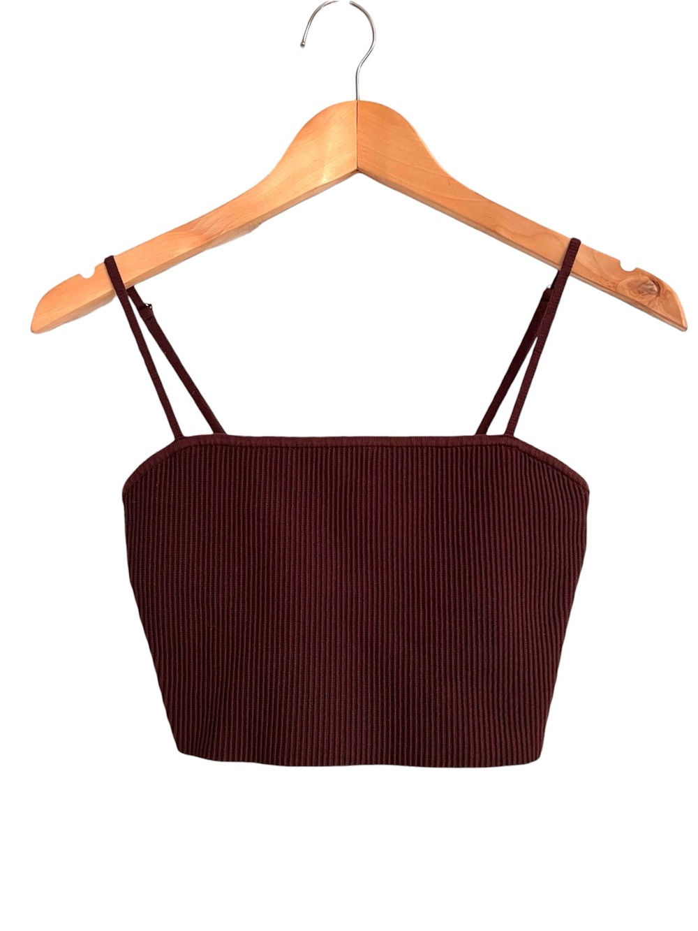 Babaton Sculpt Knit Cami Cropped Tank Top Chocolate Brown Size Small - Picture 2 of 7